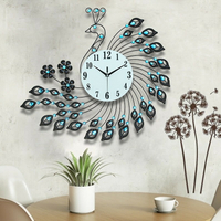 熱銷新品 優質 時鐘 孔雀鐘錶 掛鐘 客廳創意現代簡約時鐘個性藝術裝飾夜光石英鐘靜音 雙十一購物節