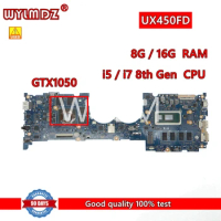 UX450FD 8G/16G i5/i7 8th CPU GTX1050 Notebook Mainboard For Asus ZenBook Pro 14 UX450F UX450FD UX450FDX Laptop Motherboard