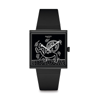 Swatch Gent 原創系列手錶 Keith Haring 聯名 BREAK LOOSE 方形錶 (33mm) 女錶 手錶 瑞士錶 錶