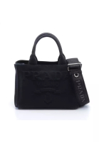 Prada 二奢 Pre-loved Prada CANAPA Kanapa Handbag tote bag canvas black embossed logo 2WAY