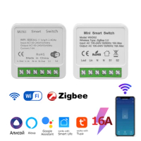 Mini Tuya WiFi Smart Switch Zigbee Switch Module 16A 2-way Control Smart Home Breaker Smart Life Alexa Google Home Voice control