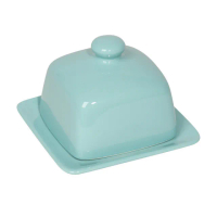 【NOW】附蓋方形石陶奶油盤 水藍(點心盤 起司盤)