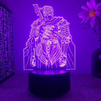 Figura Berserk Guts, Lampu LED Anime, Lampu Malam Hiasan, Hadiah Hari Jadi, Lampu Meja 3D, Bilik Kan