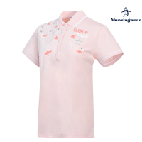 【Munsingwear】企鵝牌 女款粉色高爾夫主題印花短袖棉衫 MLRT2A04