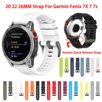 26 22 20MM Silicone Watch Band Straps For Garmin Fenix 7X 7 7s 5 5X Plu Easyfit Wristband Fenix 6X 6 Pro 6s Smart watch Bracelet