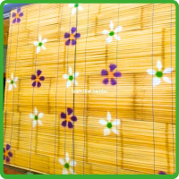 Kirai Krey Bambu Motif Bunga Ungu 2mx2m Tirai Bambu Ungu Dengan Tali Tambang Dan Ring Kerekan Untuk 
