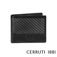 【Cerruti 1881】限量2折 義大利頂級小牛皮6卡短夾皮夾 CEPU05554M 全新專櫃展示品(黑色 贈禮盒提袋)