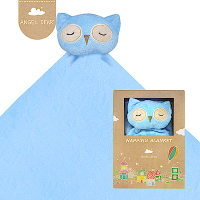 美國 Angel Dear 大頭動物嬰兒毛毯禮盒版 (藍色貓頭鷹)