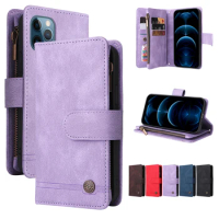 Sunjolly Zipper Card Case for OPPO Reno 7 F21 7Z Find X5 Lite Realme C31 C35 A96 F21 Pro Wallet Leather Case Phone Cover coque