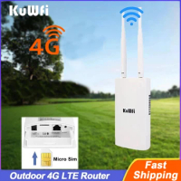 KuWFi Outdoor 4G LTE Router 150Mbps Wireless 4G Wi-fi Router External Antenna 4G SIM Router Support 48V POE for Wi-Fi Camera