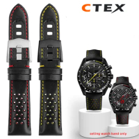 Genuine Leather Watchband fit For Omega Strap Speedmaster Series 311.92.44 Watchband Bracelet Men Accessories Black 21mm