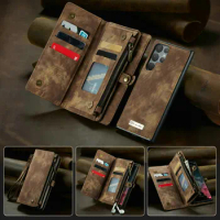 CaseMe Case For Samsung Galaxy S21 S10 Plus S22 A53 S20 Ultra Note 20 A71 A13 A33 5G Leather Zipper Phone Wallet Cover Bags