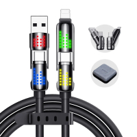 Cáp sạc MAGIC JOHN, 4 trong 1, Sạc nhanh 240W, có đèn RGB, Hàng mới về