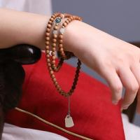 老山檀香佛珠手串項鏈檀香木多圈手鏈手飾文玩念珠飾品送女友禮物