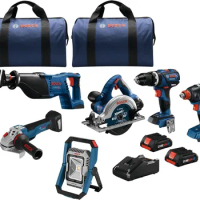 GXL18V-601B25 18V 6-Tool Combo Kit with 2-In-1 Bit/Socket Impact Driver, Hammer Drill/Driver