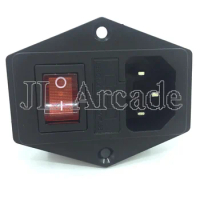 1Pc IO Switch With Fuse 3 Pin IEC320 C14 Plug ON/OFF Switch Socket With Female Plug For Power Supply Cord Arcade Machine