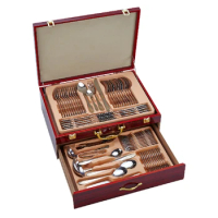with Wooden Box Wholesale Stainless Steel Flatware Wedding Western 72Pcs Cutlery Set