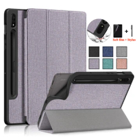 Tablet Case for Samsung Galaxy Tab S8 S7 with S Pen Holder Folding Stand TPU Back Magnetic Cover for Funda Galaxy Tab S8 S7 Case