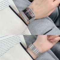 2024 Korea Stainless Steel Silver Case + Strap For Apple Watch 41mm 49 45 40mm 44 38mm Girl Metal Band For iwatch 9 8 7 SE 6 5 4