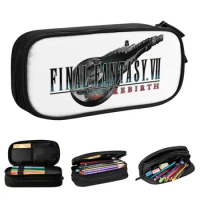 Large Pen Box Final Fantasy 7 VII Rebirth GAME Office Supplies Double Layer Pencil Case Stationery Women Makeup Bag