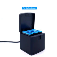 3 Way Box Charger for Gopro Hero 9/10/11 Fully Decoded Battery USB Dual Charger Battery AHDBT Battery Charger Camera Accessories