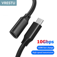 USB C 3.1 Gen2 10Gbps Extension Cable Type C to C PD 100W QC4.0 3.0 5A Fast Charging Cable for MacBook Pro iPad 4K@60Hz HD Video