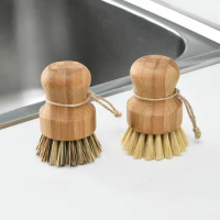 Dish Scrub Brushes Kitchen Wooden Cleaning Scrubbers for Washing Cast Iron Pan/Pot Natural Sisal Bristles