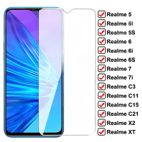 กระจกนิรภัยกาวเต็ม 2.5D, สำหรับ Realme 5, 6 Pro, 7 เอเชีย, 5i, 6i, 7i, ฟิล์มกันรอย, สำหรับ Realme C3