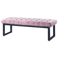 Boden-夏菲5尺粉紅色絨布長凳/雙人椅/長椅/床尾椅/穿鞋椅-口字型椅腳-150x40x47cm