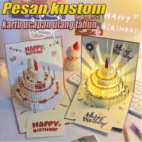 Hadiah Natal Hadiah Ulang Tahun DIY Kartu Ucapan Lucu Amplop Kreatif Buku Kue Ulang Tahun 3D Kartu B