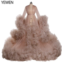 Puffy Ruffles Boho Evening Gowns Maternity Gowns for Photoshoot Pregnancy Photography Dresses Baby Shower Robes
