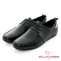 【CUMAR】時尚穿搭真皮休閒鞋(黑色)