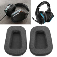 1 Pair Earmuffs Cushion Mesh Fabric/Protein Leather Ear Cups Cover Repair Parts Replacement for Logitech G633 G933 Headphones