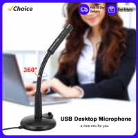 USB Desktop Microphone Plug &amp;Play Omnidirectional PC Laptop Computer Mic for Computer Gaming Recording Chatting Singing Meeting