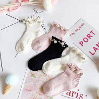 New Baby Toddlers Socks Children Girls Ankle Sock Cotton Pearl Spanish Style Kids Floor Socks Princess Sweet Socks for 1-7Yrs