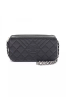 Chanel Pre-Loved Chanel Double zip chain wallet Caviar skin black silver hardware