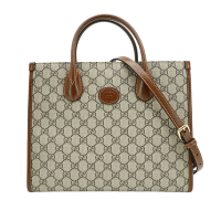 Gucci 古馳 展示品 Interlocking 帆布肩背手提包(659983-烏木)