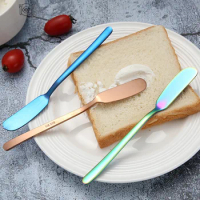 304 Stainless Steel Butter Knife Korean Style Long Handle Jam Butter Spatula Western Tableware Cream Decorating Knife