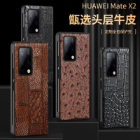 Langsidi Genuine Leather Case For Huawei Mate X2 Shockproof Back Cover Fundas For Huawei Mate X2