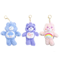 MINISO Kawaii Care Bear 15Cm Plush Backpack Pendant Anime Sanrio Girly Heart Cute Plush Doll Toys Keychain Girls Gifts