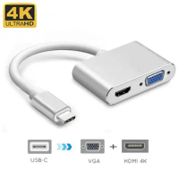 100Set USB C 3.1 to HDMI VGA Adapter TYPE C Type-c to HDMI 4K VGA with audio UHD Converter Dock Adapter For MacBook Pro Samsung