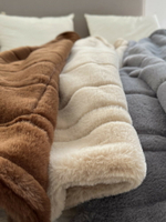 雙層小兔毛毯仿皮草毛絨毯子毛毯冬季加厚學生宿舍沙發毯休閑毯