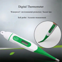 Waterproof Soft Head Digital Thermometers LCD Screen Pet Electronic Thermometer For Animal Dog Pigs Cow Thermometer