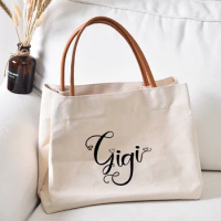 Gigi Funny Printed Canvas Tote Bag Gift for Grandma Mother's Day Women Lady Casual Beach Shopping Work Bag Handbag