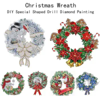 Exquisite Diamond Painting Christmas Wreath Crystal Snowman Santa Claus Christmas Craft Kits Embroidery Art Decor New Year Gift