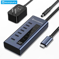 Minisopuru Powered USB C Hub 10Gbps 7 in1 Type c HUB Fast Charging Adapter for MacBook Pro Air iMac iPad Phone USB Hub
