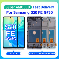 2Pcs/Lot Super AMOLED For Samsung Galaxy S20 FE G780 LCD Display For Samsung S20 FE 5G G781 Replacement Touch Screen Assembly