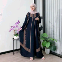 Kaftan Hajjar Jumbo Rayon Premium, Ld 180cm Pb 140cm (Zipper Depan) Gamis Lebaran Mewah wanita Musli