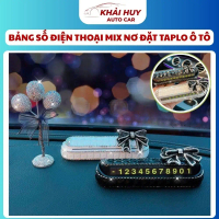 (Đá To) Bảng Gắn Số Điện Thoại Trên Taplo Ô Tô Đính Đá Cao Cấp – Mix Nơ, Hoa Trà ,Gấu Bearick Sang T