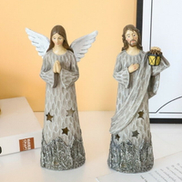 北歐風LED燈聖父耶穌家居樹脂工藝裝飾品擺件